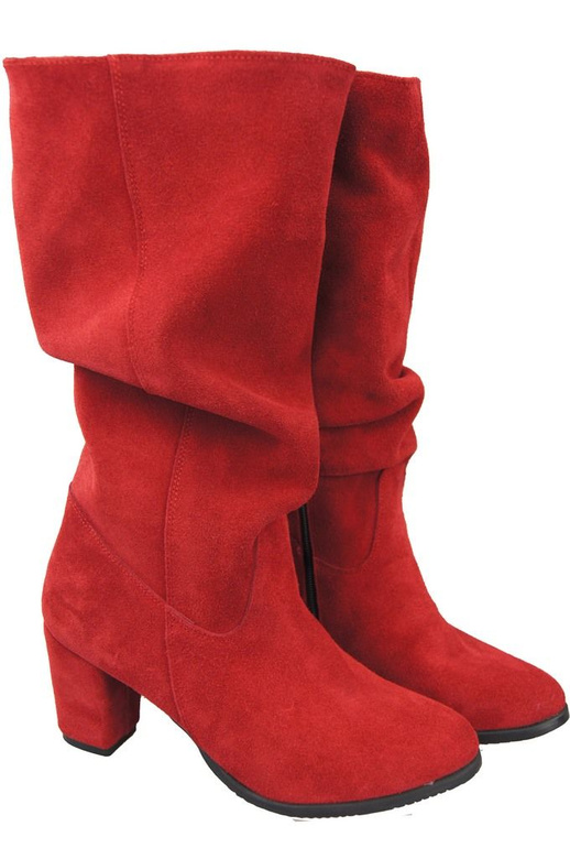 Schuhe Damenstiefel, Naturleder, Velour 141 Red ElitaBut