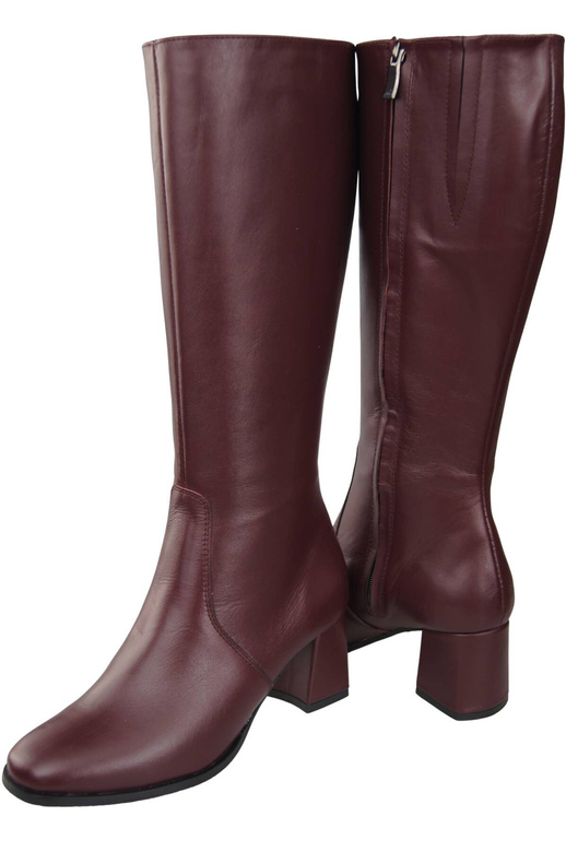 Bequeme Damen Burgund Niedrig Absatz Stiefel Naturleder 212 ElitaBut