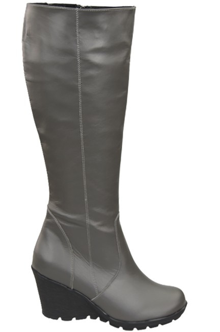 Damenschuhe Keilstiefel, Naturleder, Graphit 745 ElitaBut