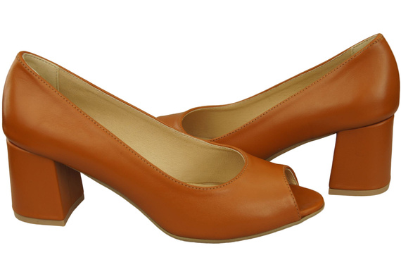 Damenschuhe PEEP TOE Pumps aus rotem Naturleder mit beschichtetem Absatz 192 ElitaBut
