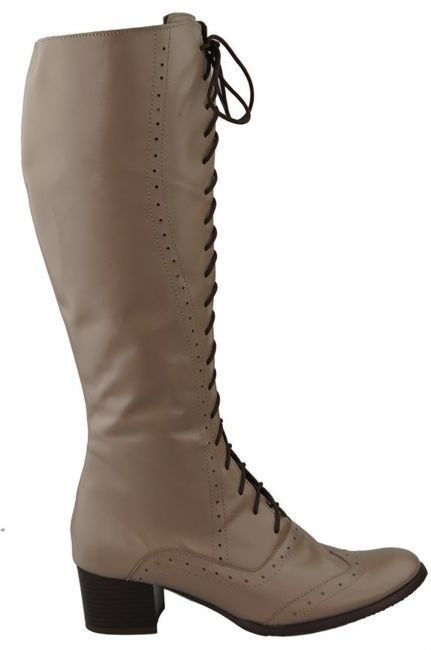 Schuhe Damenstiefel Schnürstiefel aus Naturleder Cappuccino 595 ElitaBut