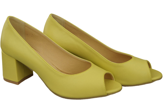 Damenschuhe PEEP TOE Lemon Pumps Naturleder mit beschichtetem Absatz 192 ElitaBut