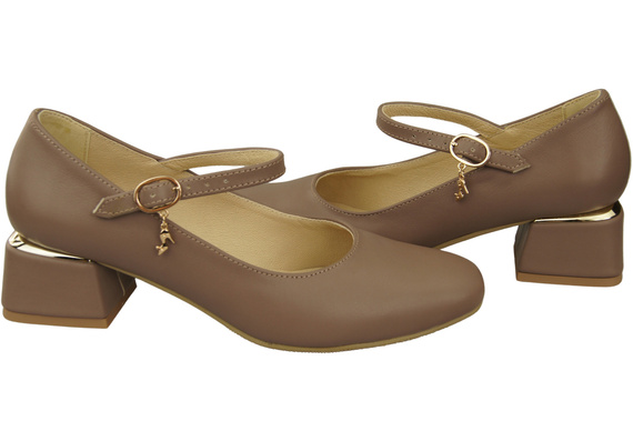 Damenschuhe Cappuccino Dunkel Riemchenpumps Naturleder 202 ElitaBut