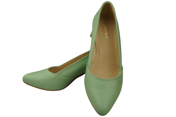 Damen Pumps Minze Echtleder Spitz Zehen Absatz ElitaBut 221