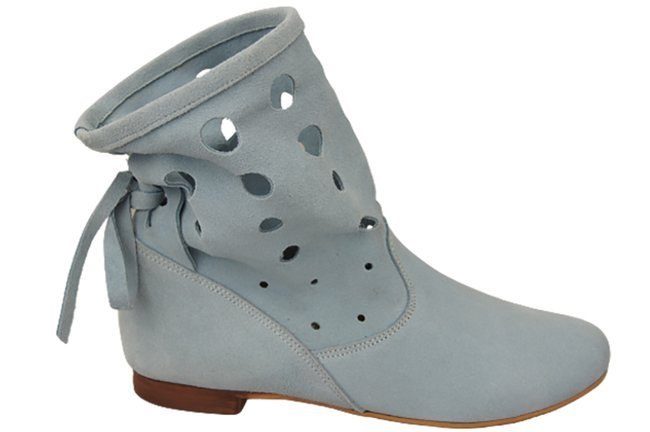 Schuhe Damen-Stiefeletten, natürliches Veloursleder, Blau 160 ElitaBut