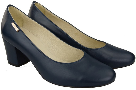 Damenschuhe Pumps Marineblaues genarbtes Leder 125 ElitaAber natürlich