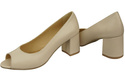 Damenschuhe PEEP TOE Pumps Beige Naturleder mit beschichtetem Absatz 192 ElitaBut