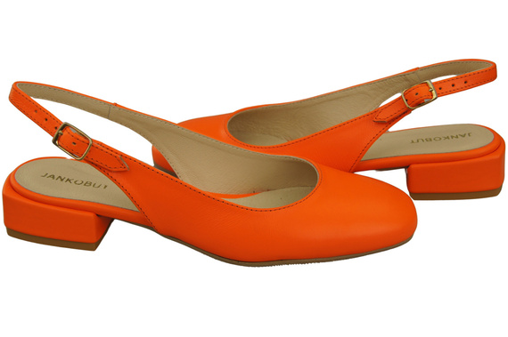 Damen Schuhe Sandalen Orange Flacher Absatz Naturleder 206 ElitaBut