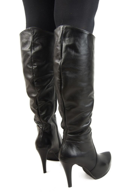 Damen-Plateaustiefel, Naturleder, Schwarz 120 ElitaBut