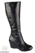 Schuhe Damen-Keilstiefel, Naturleder, Schwarz 745 ElitaBut