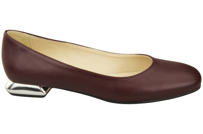 Flache Frauen Schuhe Burgund Dekorative Ferse Naturleder 209 ElitaBut