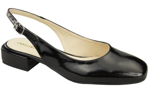 Damen Schuhe Sandalen Schwarz glänzend Flacher Absatz Naturleder 206 ElitaBut