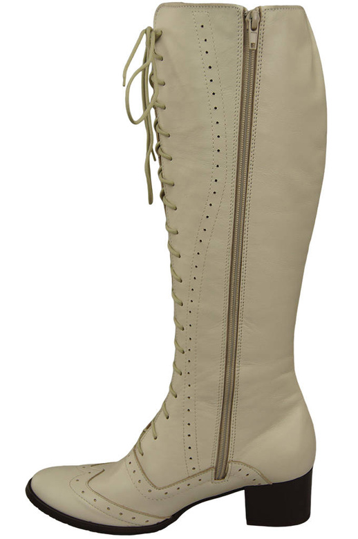 Damenschuhe Schnürstiefel, Naturleder, Beige 595 ElitaBut