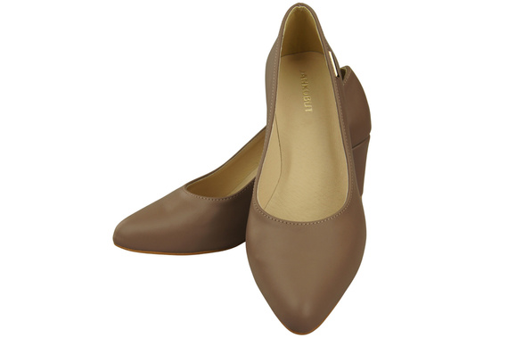 Klassische Glatt Damen Cappuccino Dunkel Naturleder Schuhe 213 ElitaBut