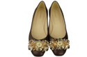 Damen Schokolade Pumps mit Kristallen flach Naturleder 216 ElitaBut