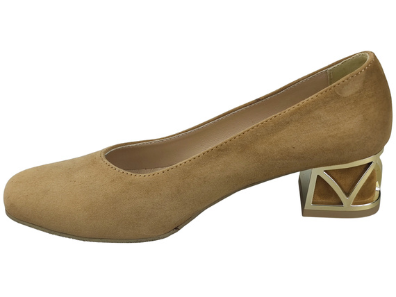 Bequeme Damenschuhe Rotes Pumps mit dekorativem Absatz Natürliches Wildleder 219 von ElitaBut