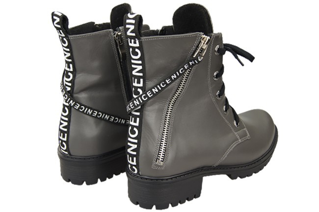 Schuhe Damen-Stiefeletten mit der Aufschrift NICE, Naturleder, Graphit 173 von ElitaBut