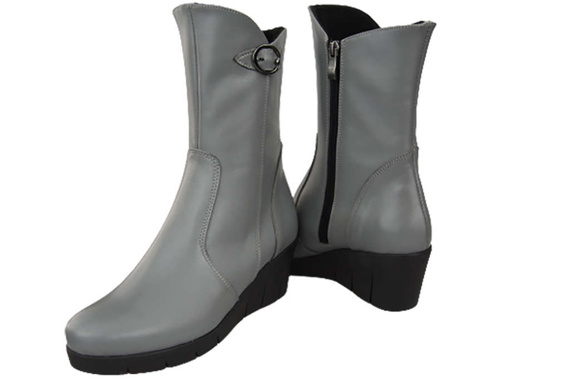Damen-Keilstiefel, Naturleder, Grau 178 ElitaBut