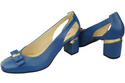 Schuhe Damen Blau Pumps aus Naturleder mit dekorativem Absatz 199 ElitaBut