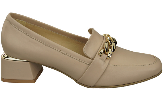 Damenschuhe mit Zierkette Pumps Mokassins Naturleder 193 Cappuccino Bright ElitaBut