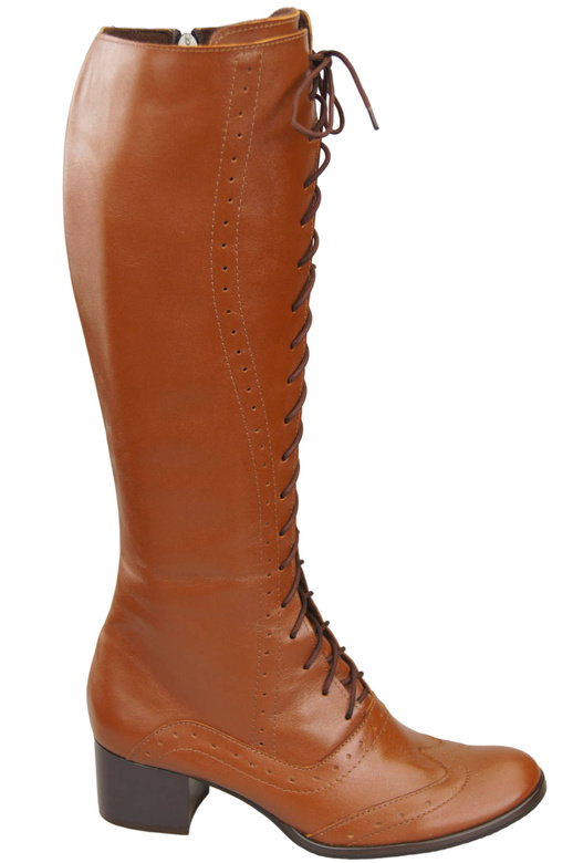 Damenschuhe Schnürstiefel, Naturleder, Braun 595 ElitaBut