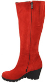 Schuhe Damenstiefel mit Keilabsatz, natürliches Veloursleder, 745 Red ElitaBut