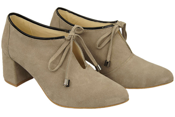 Damenschuhe Cappuccino-Schuhe, dunkles, natürliches Veloursleder 183 ElitaBut