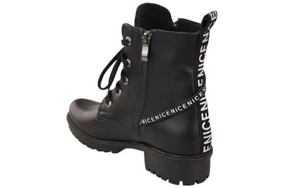 Schuhe Damen-Stiefeletten mit der Aufschrift NICE, Naturleder, Schwarz 173 von ElitaBut