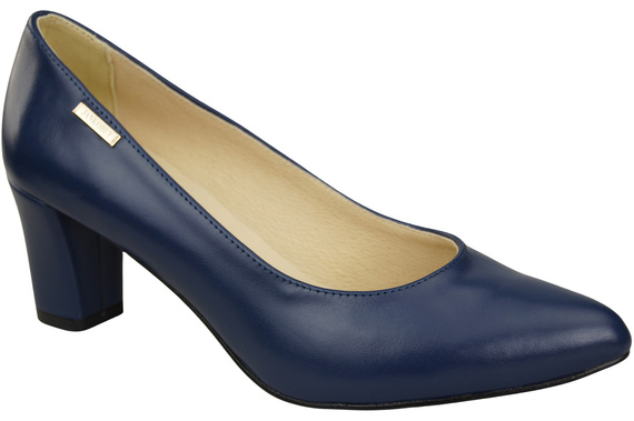 Klassische Glatt Damen Marineblau Naturleder Schuhe 213 ElitaBut