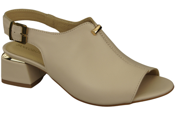 Damenschuhe Sandalen Beige, goldene Schnalle, Naturleder 198 ElitaBut