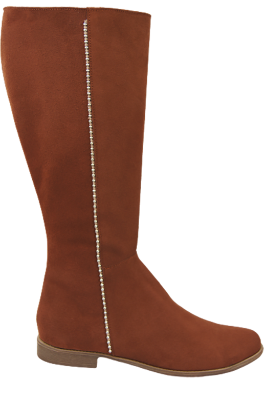 Schuhe Damenstiefel, Naturleder, Velour 153, Kastanie ElitaBut