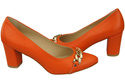 Klassische Frauen Orange Naturleder Schuhe mit Gold Ornament Kette 200 ElitaBut