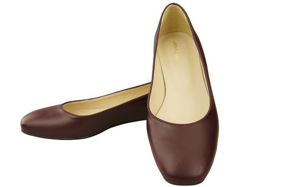 Flache Frauen Schuhe Burgund Dekorative Ferse Naturleder 209 ElitaBut