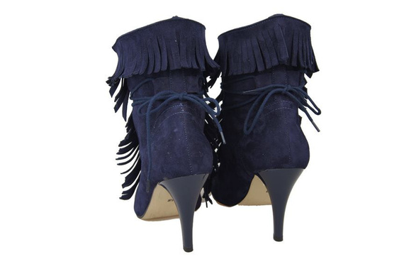 Damenschuhe Peep-Toe-Stiefeletten, natürliches Wildleder, Marineblau 964 ElitaBut