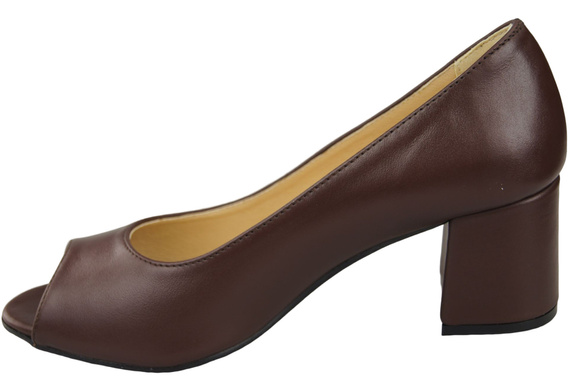 Damenschuhe PEEP TOE Chocolate Pumps Naturleder mit beschichtetem Absatz 192 ElitaBut