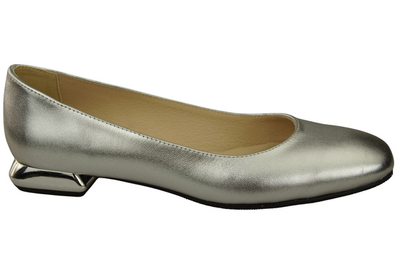 Flache Frauen Schuhe Silber Dekorative Ferse Naturleder 209 ElitaBut
