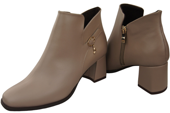 Damen-Stiefeletten ElitaBut 226 Cappuccino Dunkel aus Naturleder, gefüttert, eckige Zehenkappe, Blockabsatz