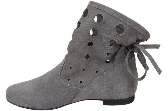 Schuhe Damen-Stiefeletten, natürliches Veloursleder, Grau 160 ElitaBut