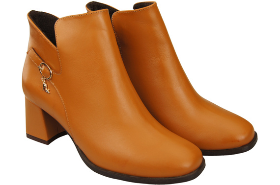 Damen-Stiefeletten ElitaBut 226 Rotes aus Naturleder, gefüttert, eckige Zehenkappe, Blockabsatz