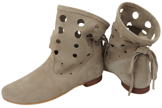 Schuhe Damen-Stiefeletten, natürliches Veloursleder, Beige 160 ElitaBut