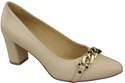Klassische Frauen Beige Naturleder Schuhe mit Gold Ornament Kette 200 ElitaBut