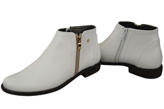 Damenschuhe Damenstiefel Warm, Naturleder, Weiß 872 von Elitabut