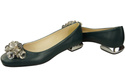 Damen Malachit Pumps mit Kristallen flach Naturleder 216 ElitaBut