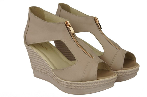 Schuhe Damen Sandalen Keil Naturleder Cappuccino Lico 993 ElitaBut