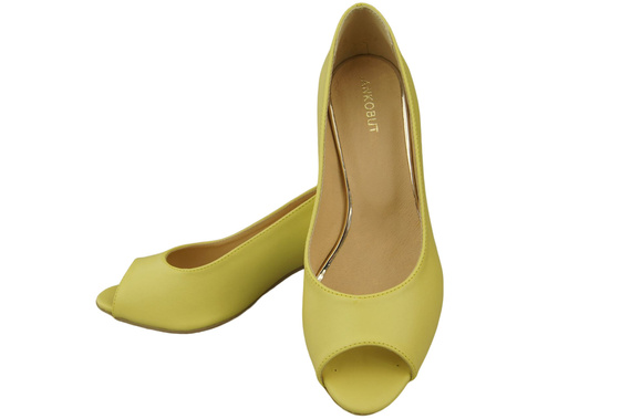 Damenschuhe PEEP TOE Lemon Pumps Naturleder mit beschichtetem Absatz 192 ElitaBut