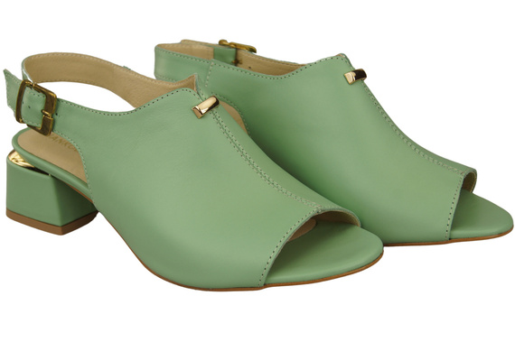 Damenschuhe Sandalen Mint, goldene Schnalle, Naturleder 198 ElitaBut