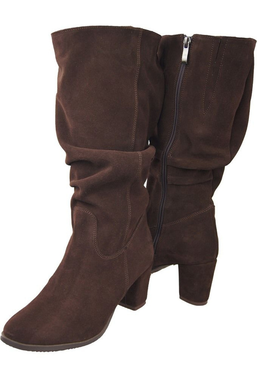 Schuhe Damenstiefel, Naturleder, Velours 141 Chocolate ElitaBut