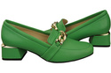 Damenschuhe mit Zierkette Pumps Mokassins Naturleder 193 Lime ElitaBut