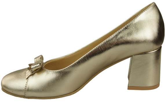 Damen Pumps mit Schleife Gold Naturleder und niedrigem Absatz 203 ElitaBut