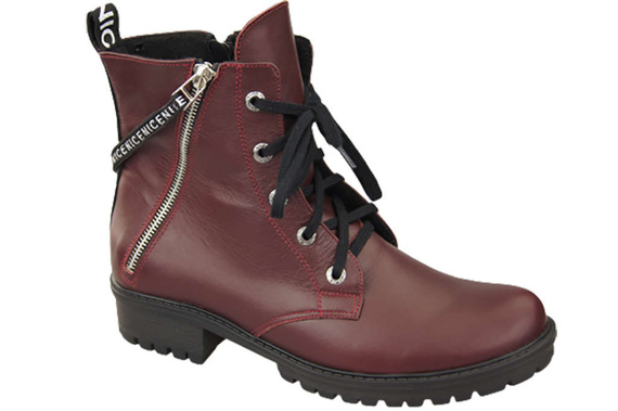 Schuhe Damen-Stiefeletten mit der Aufschrift NICE, Naturleder, Burgund 173 von ElitaBut